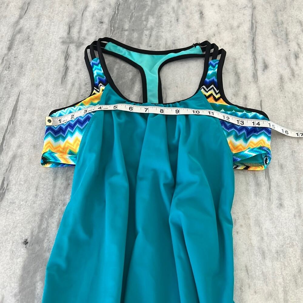Colorful Racer Back Tankini Top Woman Size Medium - Picture 6 of 10
